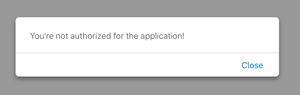 Screenshot of error message