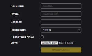 Final view of the form