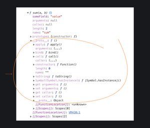 console displaying the prototype of the sum function