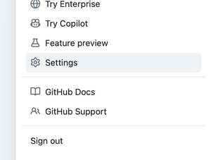 Dropdown menu with the link to go to profile settings.